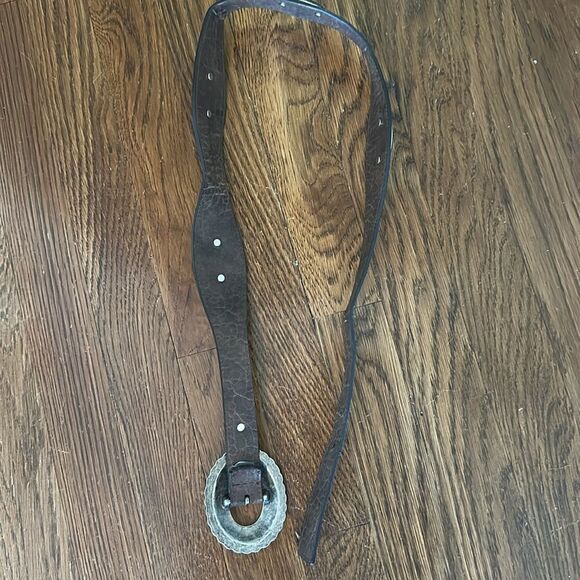 Jessica Simpson Boho Western Brown Belt with Silver Buckle & Silver Conchos - Picture 6 of 10